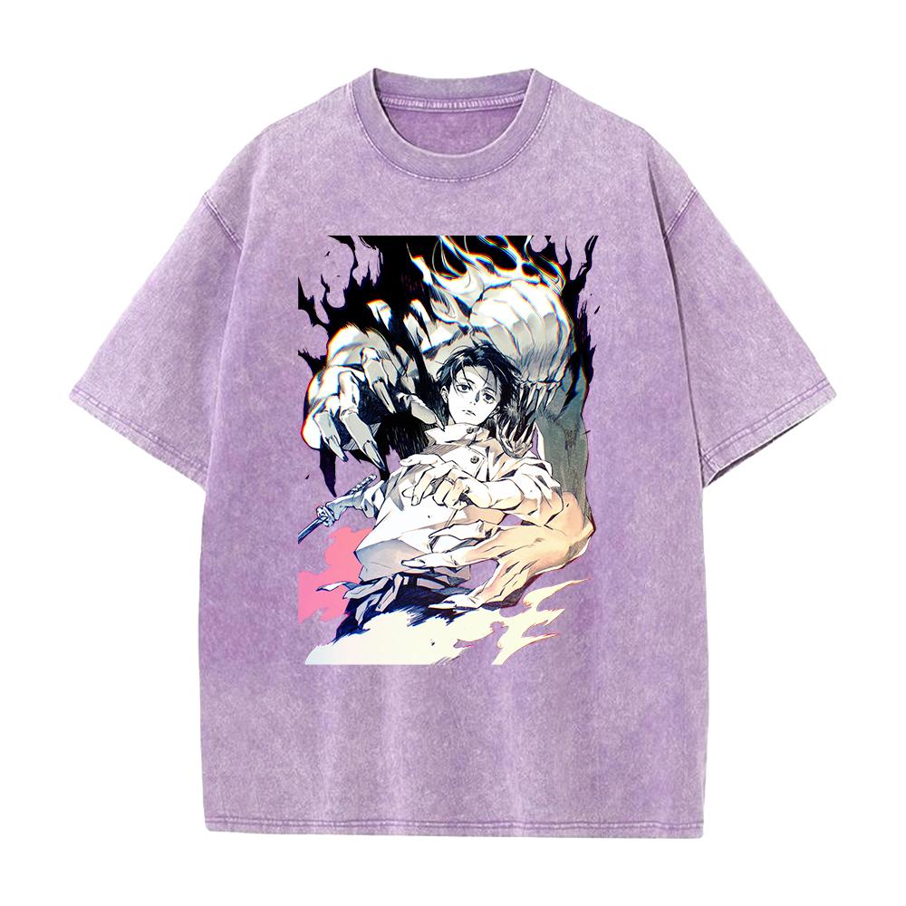 Okkotsu Yuta Orimoto Rika Printed Tee Anime Jujutsu Kaisen Tshirt Men Women Retro Washed T-shirts Harajuku Casual Cotton T Shirt