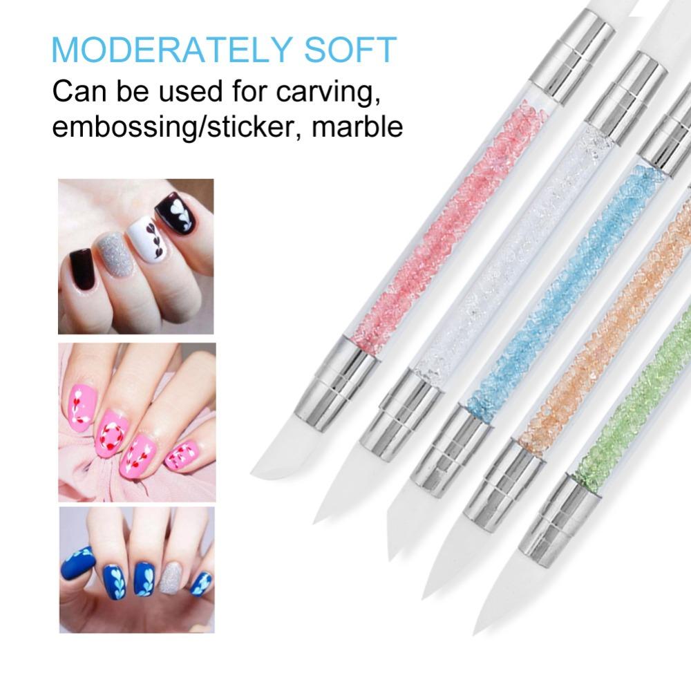 5PCS Dual Tipped Nail Silicone Pen Hollow Carving Manicure Brush Nail Sculpture Pen  Manicure Store