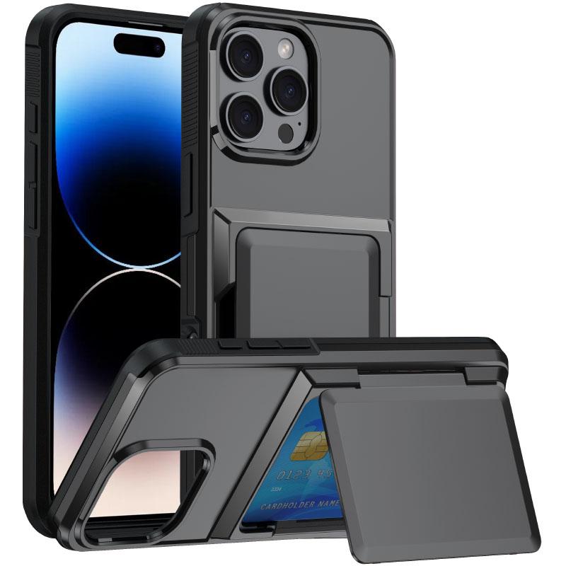 Solid Color Wallet Card Slot 180 ° Flip Bracket Shockproof Phone Case For iPhone 16 Pro Max 14 11 12 13 15 Pro Max Bumper Cover