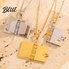 Mini Book Charm Necklace Titanium Steel Openable Pendant Literary Themed