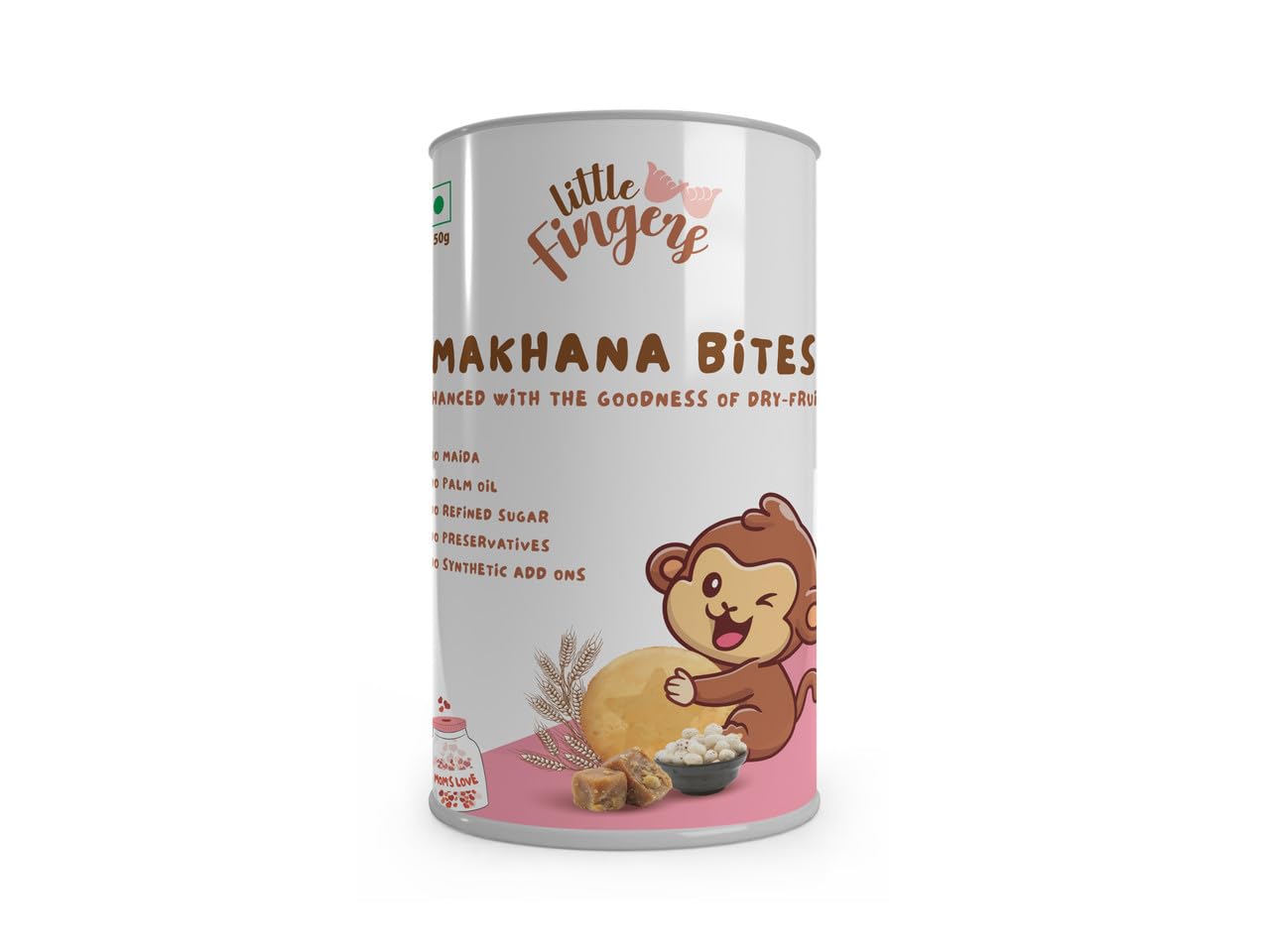 

Little Fingers Healthy Nutritious Cookies With No Refined Sugar And Preservatives For Kids - 150 Grams (Cardamom Flavoured Makhana Bites, Pack Of 1)