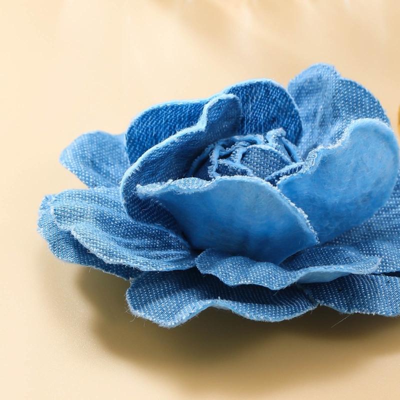Orecchini Floreali Esagerati Fatti a Mano Orecchini Fiore di Rosa Eleganti Denims Fiori Orecchini Pendenti Gioiello Ornamento per Donne