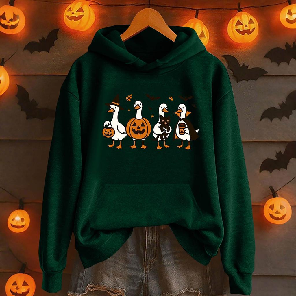 Dámská móda Ležérní svetr s kapucí s dlouhým rukávem a kulatým výstřihem s kapucí a kapsami