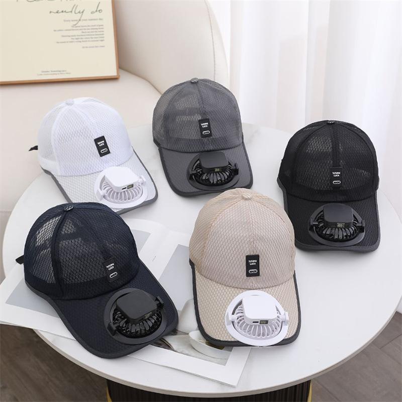 Summer Mesh Chargeable Fan Baseball Cap for Men Women Adjustable Breathable Caps Quick Dry Running Hat Cap for Outdoor Sports