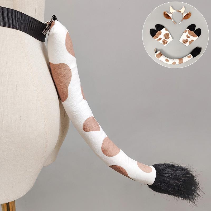 

Halloween Animal Headband Cow Headband Masquerade Party Children s Show Props Cow Ears Paws Tail Set One size fits all