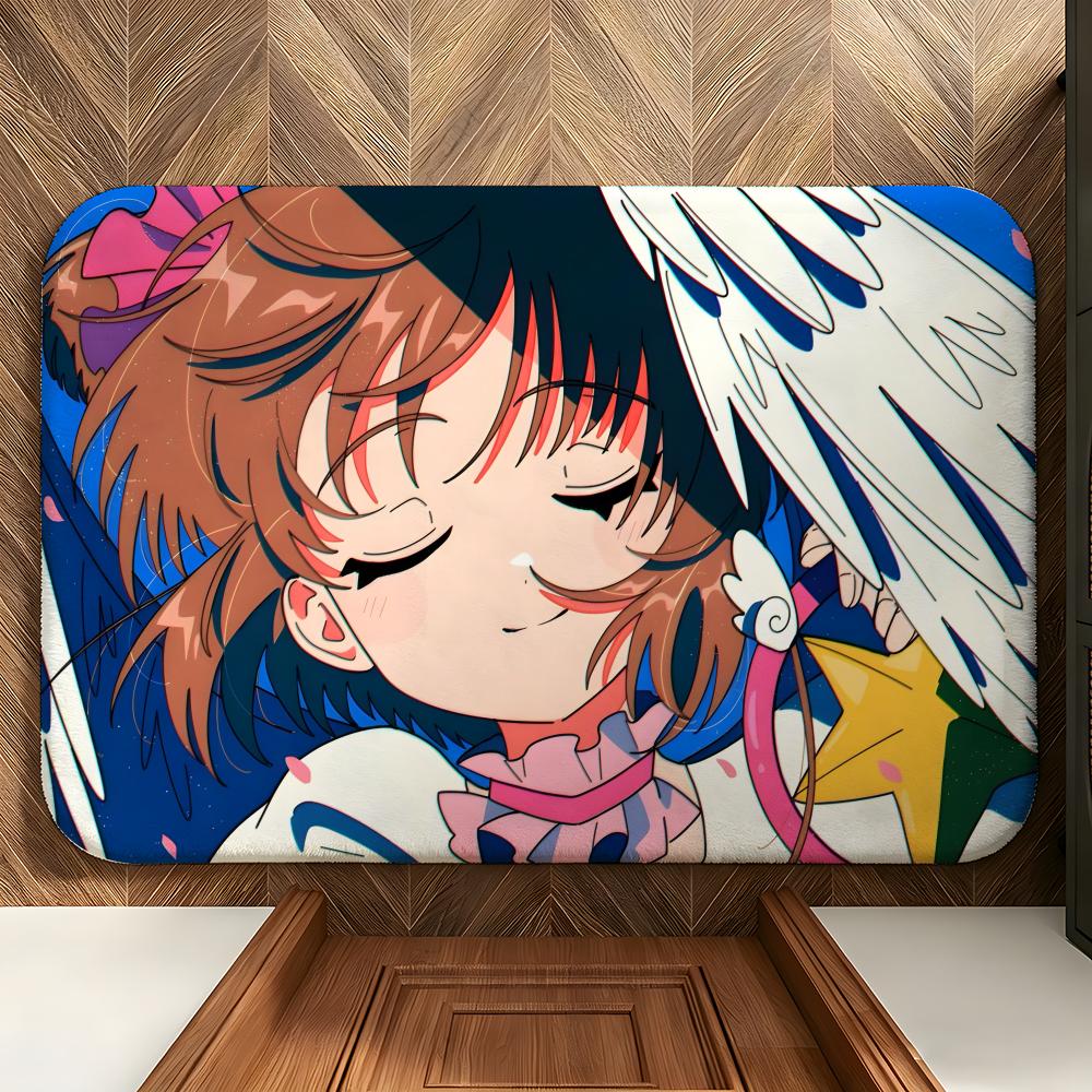 Anime M-Magical S-Sakura Floor Mat Soft Flannel Floor Mat Suitable for Entryways, Living Rooms, Bedrooms, and Bathrooms