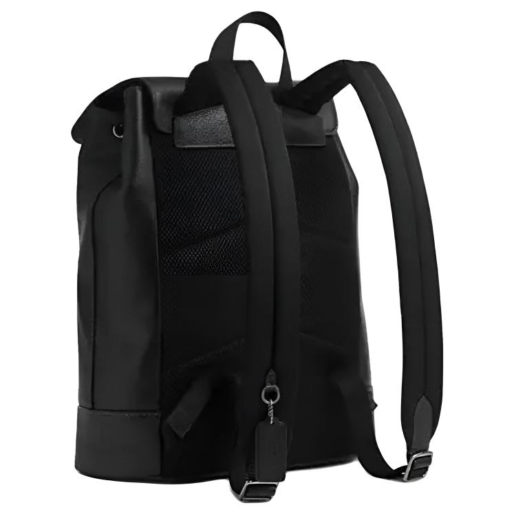 Coach Turner 30 Adjustable Shoulder Strap Drawstring Magnetic Buckle Pebbled Leather Backpack Large Unisex backpack Black CCQ48-QBBK