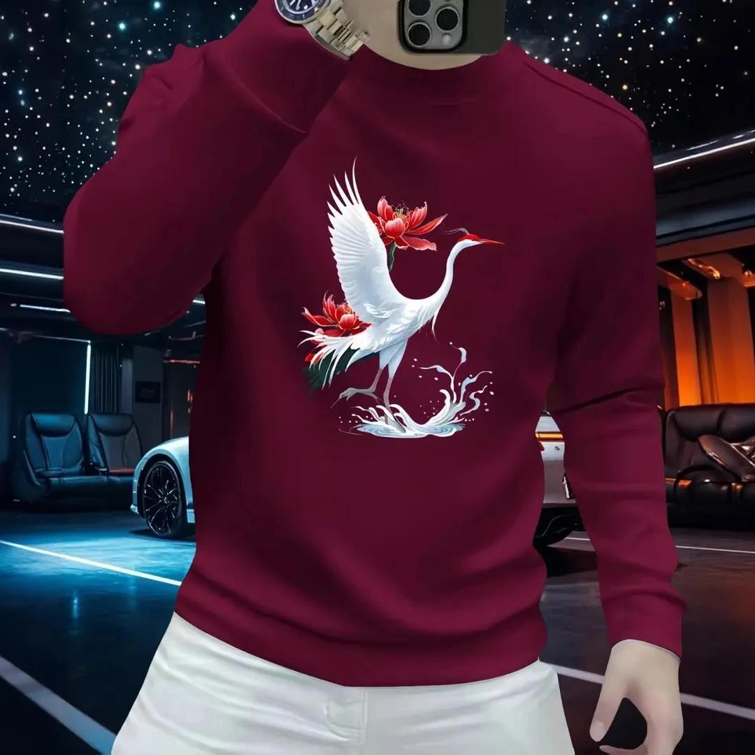 

New Men s Trendy Heavyweight Round Neck Autumn Hoodie - Slim Fit, Casual, Streetwear, Fashion Print 4XL
