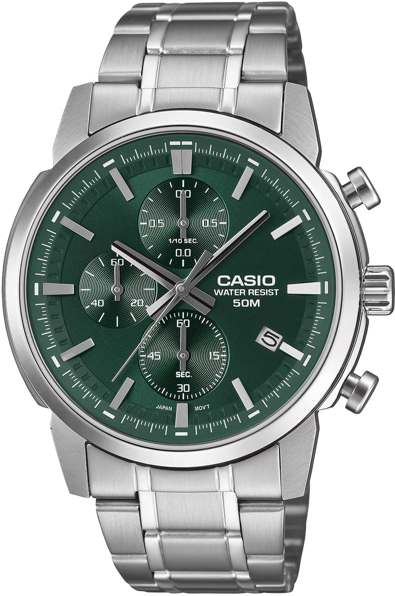 

Casio Standard Men s Watch 1/10 Second Chronograph Quartz MTP-E510D-3AV Green
