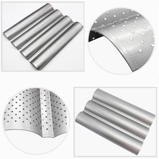 2/3/4 Grooved Nonstick Perforated French Bread Baguette Bake Mold Baking Pan