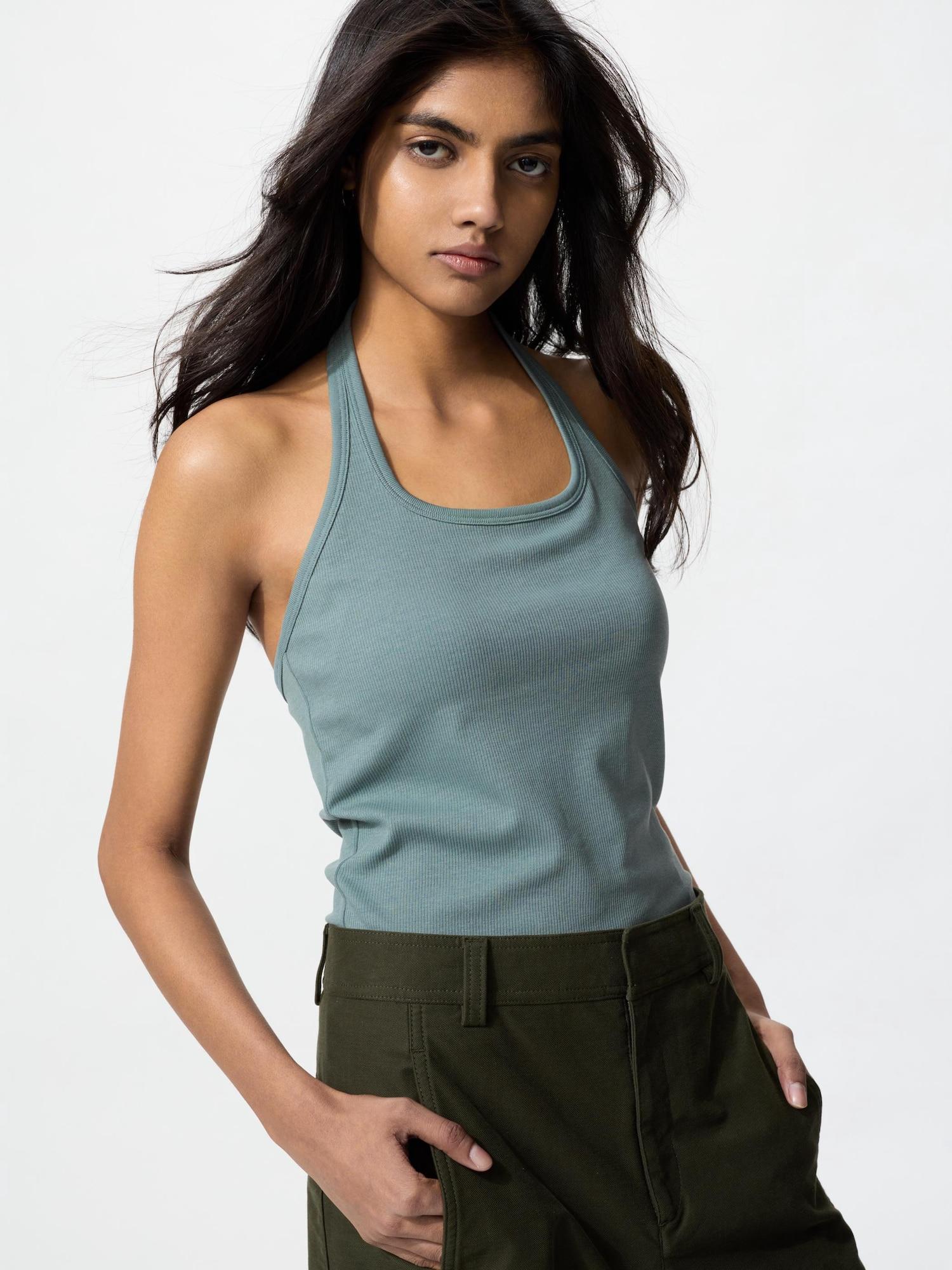 

Uniqlo Japan Open Back Halter Bra Top 54 GREEN/M