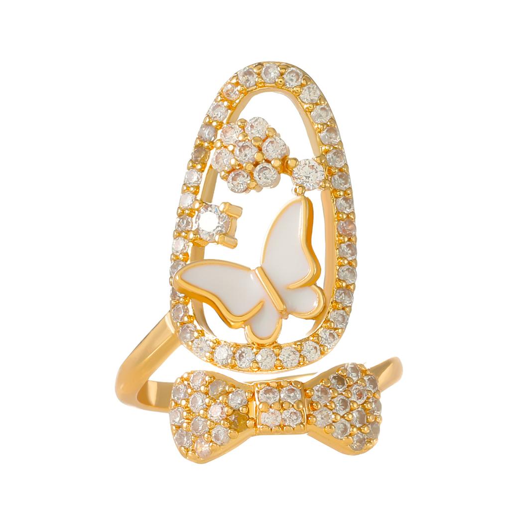 Niche Creative Zircon Oval Alloy Nail Ring For Women Micro-Inlaid Exquisite Personality Trend Jewelry