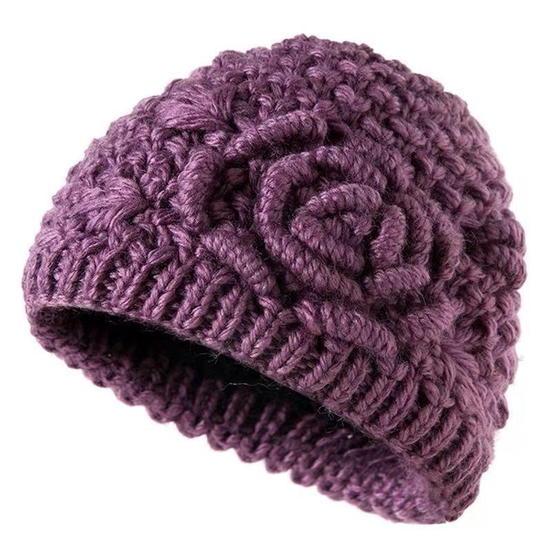 Medium Old Man Hat Female Winter Grandma Knitted Warm Wool Plush Mother Old Man Hat Cold Wind Thickened