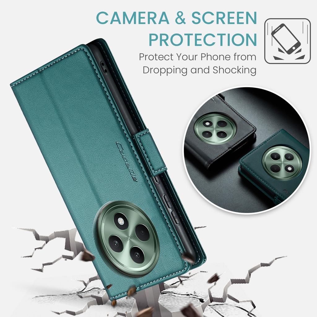 For Oppo Reno12 F 5G Leather Case CASEME 023 RFID Blocking 3 Card Slot Mobile Cover