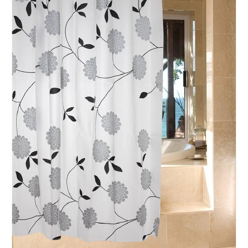 Shower Waterproof Bathroom Curtain Black Peony Kitchen Balcony Partition Bedroom