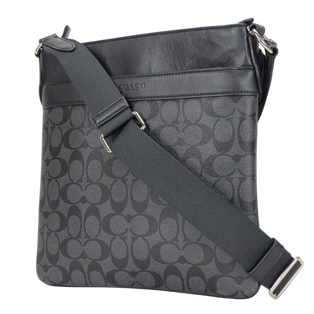 Použitá taška přes rameno COACH Signature F54781 PVC/kůže černá šedá ležérní