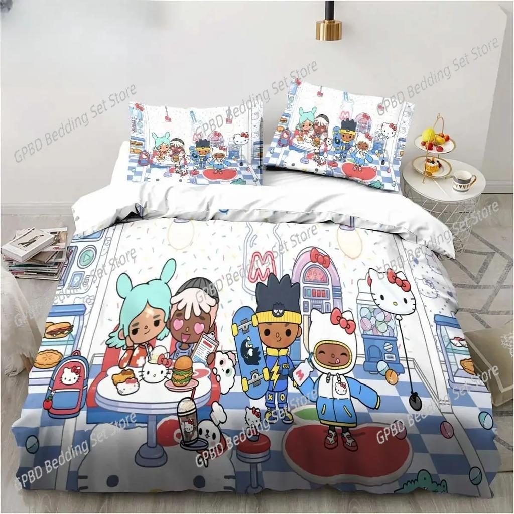 Comforter 3D Cartoon Game Toca Life World Bedding Set 3D Printed Suitable For Bedroom Kids Home Textile