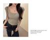 2025 Summer Women's Square Neck Short Sleeve Knit T-Shirt: Spicy Slimming Base Top