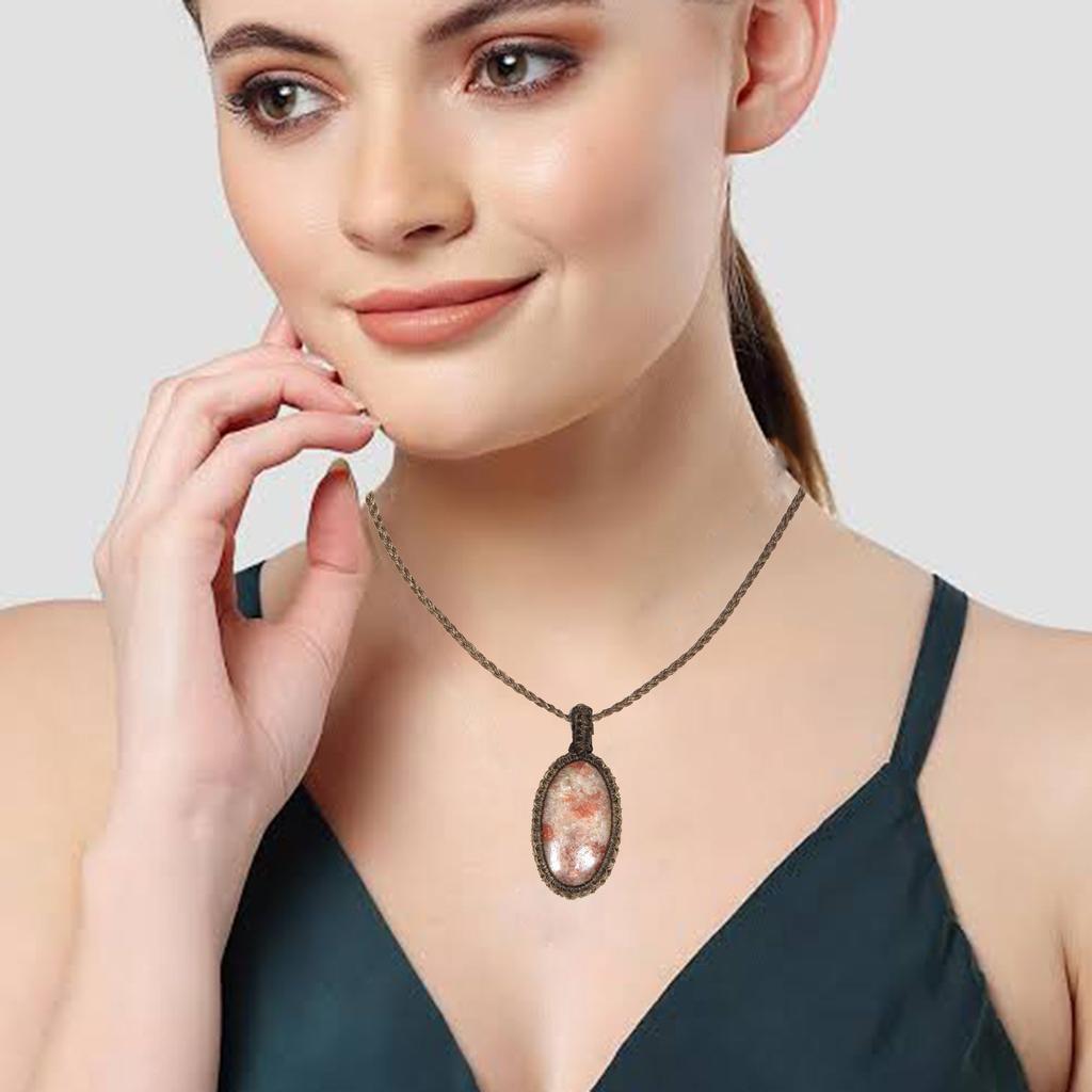 Sunstone Macrame Necklace Handmade Natural Bohemian Crystal Choker Healing