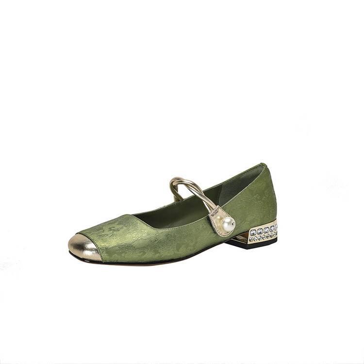 2024 Spring Retro Chinese Style Women's Square Toe Mary Jane Heels