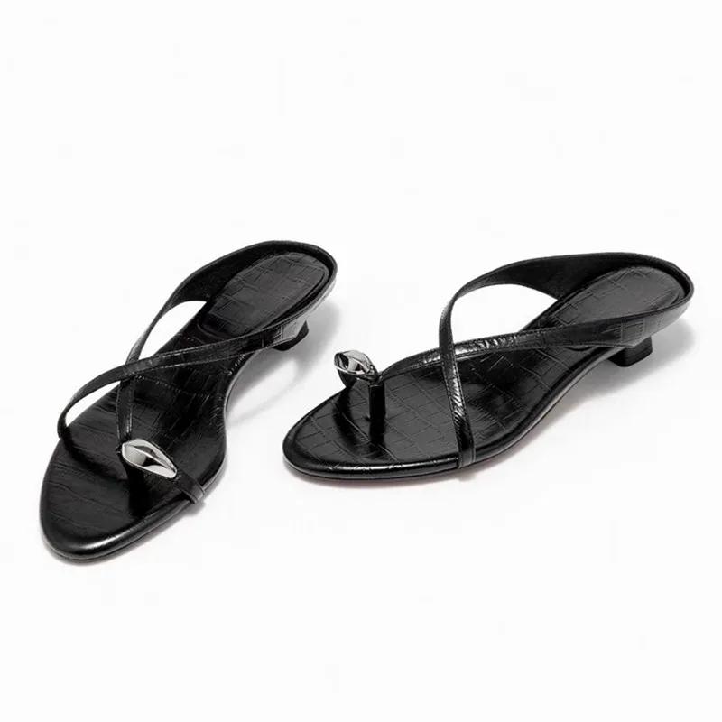 Original Designer Cross Strap Over Toe Slippers Women Sexy Peep Toe Kitten Heel Comfort Slide Sandals Summer Concise Beach Shoes