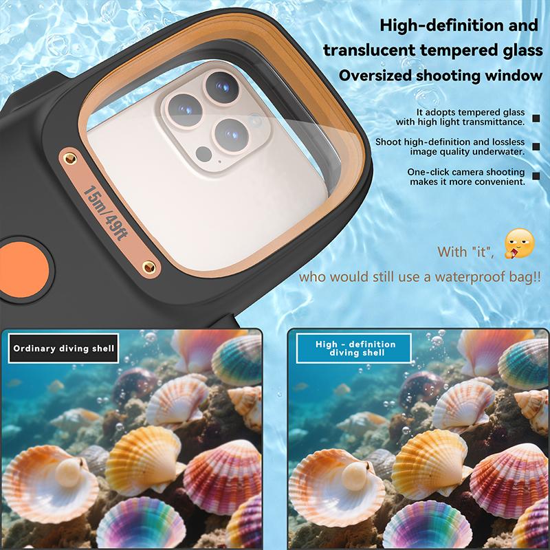 Luxury IP68 Waterproof Phone Case for iPhone 16 15 Pro Max 14 13 12 11 7 8 Xs SE 360 Full Diving Cover Bluetooth Control Shutter