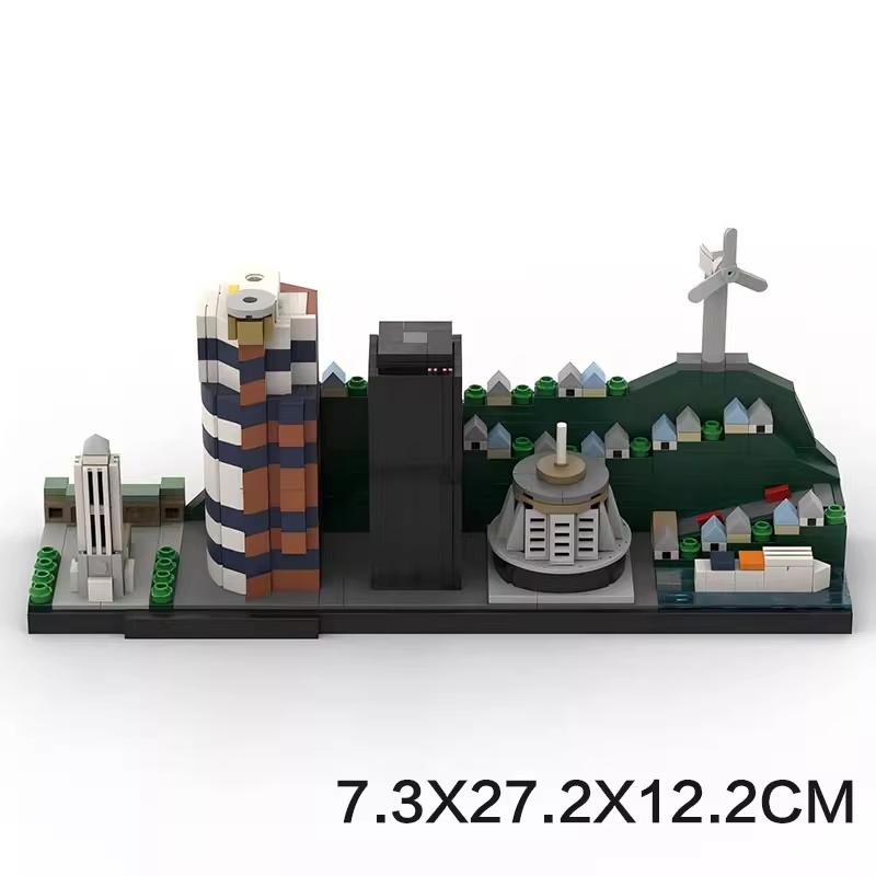 MOC Architecture Scene Toy Wellington Skyline Assembly Building Blocks Brick Gift Set Desktop Decoration Pendant Electronic drawings