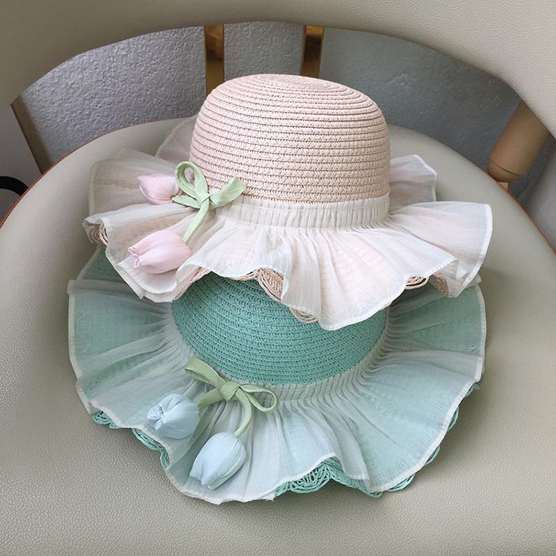 1/2Pcs Summer Sun Hat Princess Beach Sun Hat Big Brim Tulip Fisherman Hat For Girls Sweet Crossbody Bag Gifts