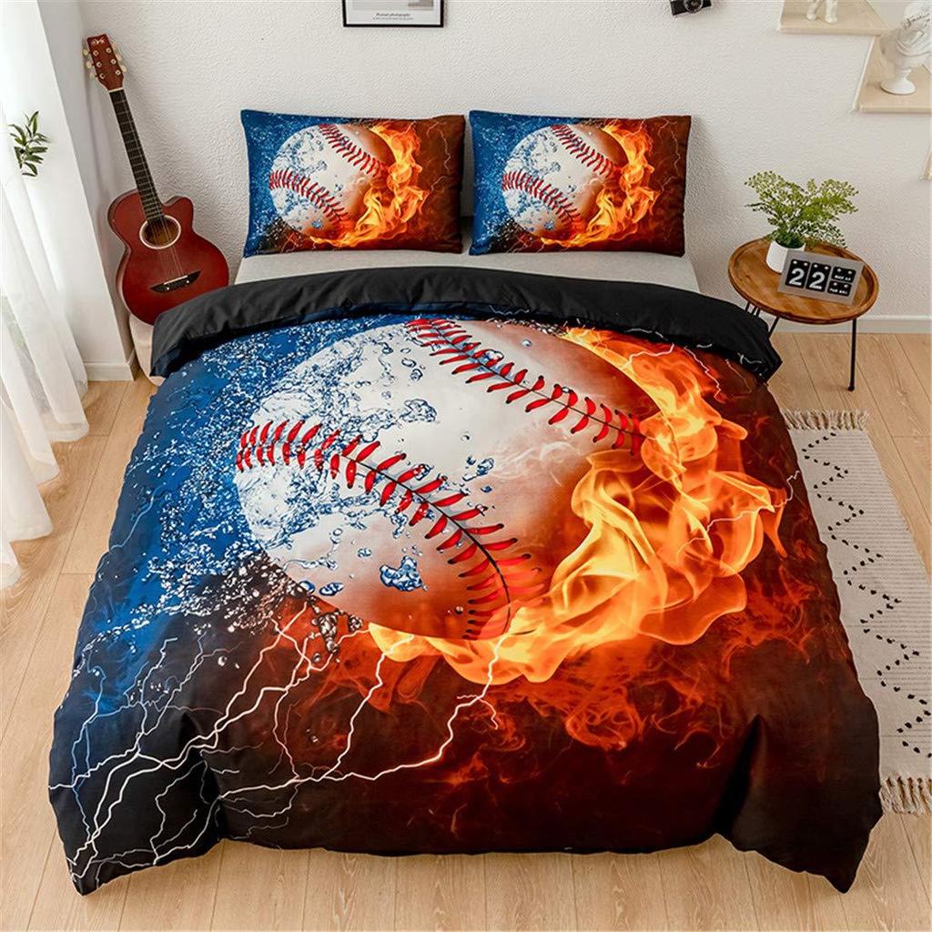 Sports Style Baseball Three-piece Quilt Cover 3D Digital Printing Bedding Set Bed Cover