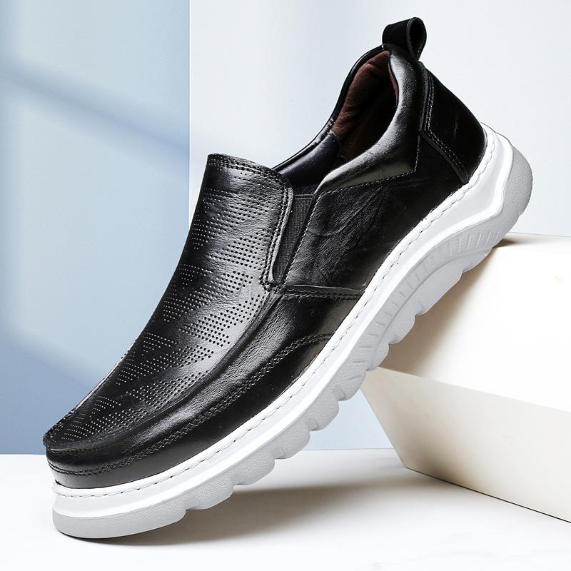 Men's Shoes 2025 Summer New Men's Soft Sole Elastic Wear-resistant Waterproof Leather Surface One Pedal Sports Style Casual Trendy Shoes