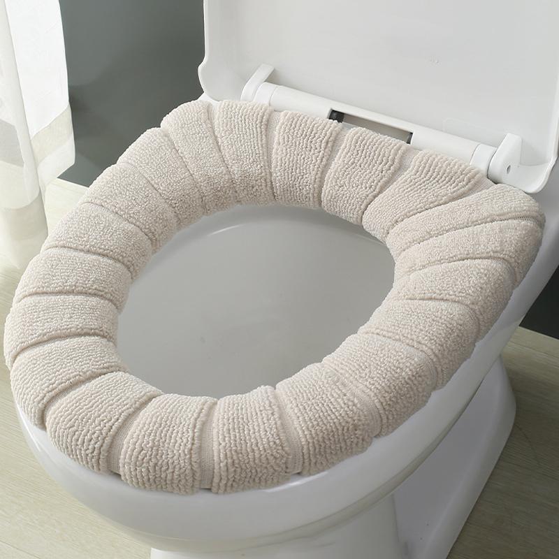 1Pc Thicker Bathroom Toilet Seat Cover Pads Soft Comfortable Toilet Seat Cushion Cover Stretchable Toilet Seat Warmer Easy Inst