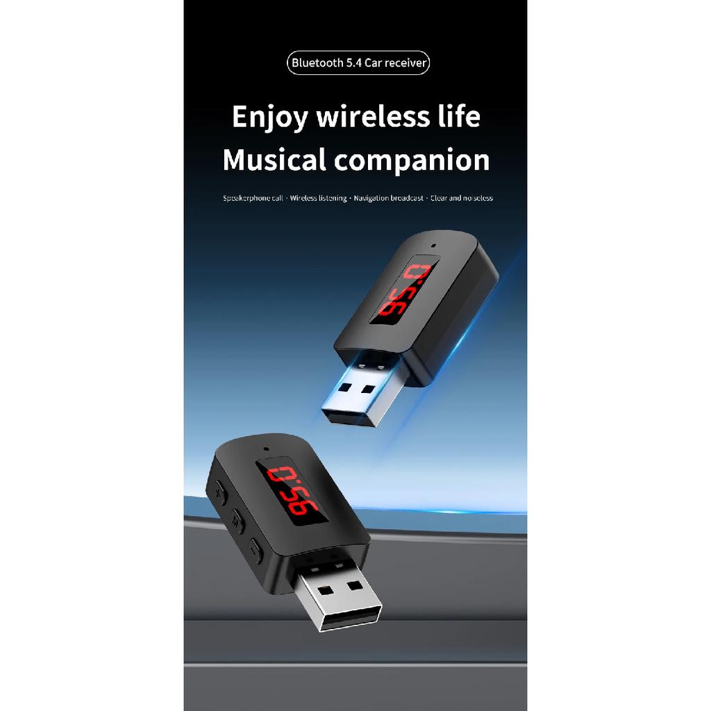 Bluetooth 5.4 Car Transmitter Receiver Handsfree Call Car Kit Mini USB Power Auto Wireless Audio Adapter For Fm Radio