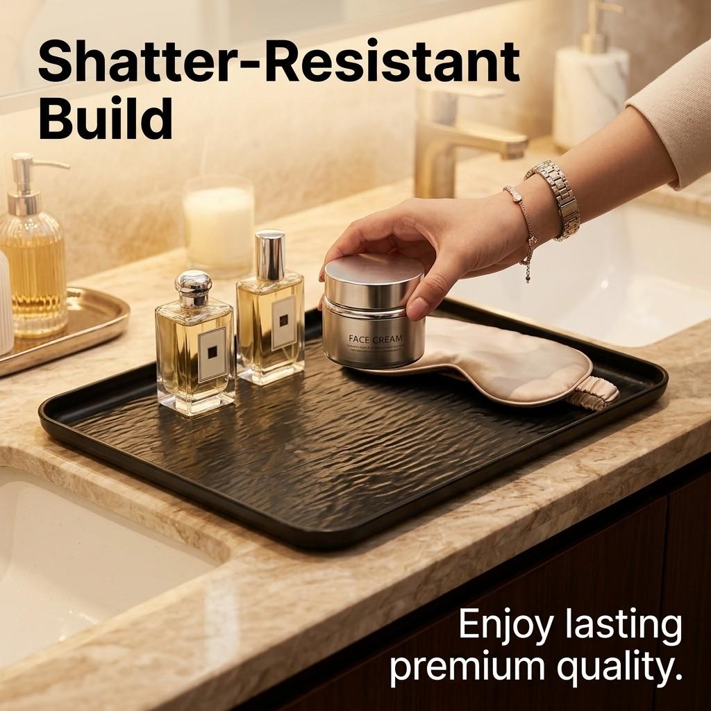 Rectangular Plastic Vanity Tray Bathroom Organizer Perfume Tray Stackable Makeup Organizer Cosmetic Storage Box Desk Accessories