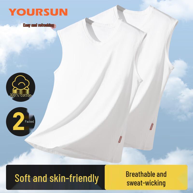 Men s 100% Cotton Sleeveless Undershirt 2-Pack XL