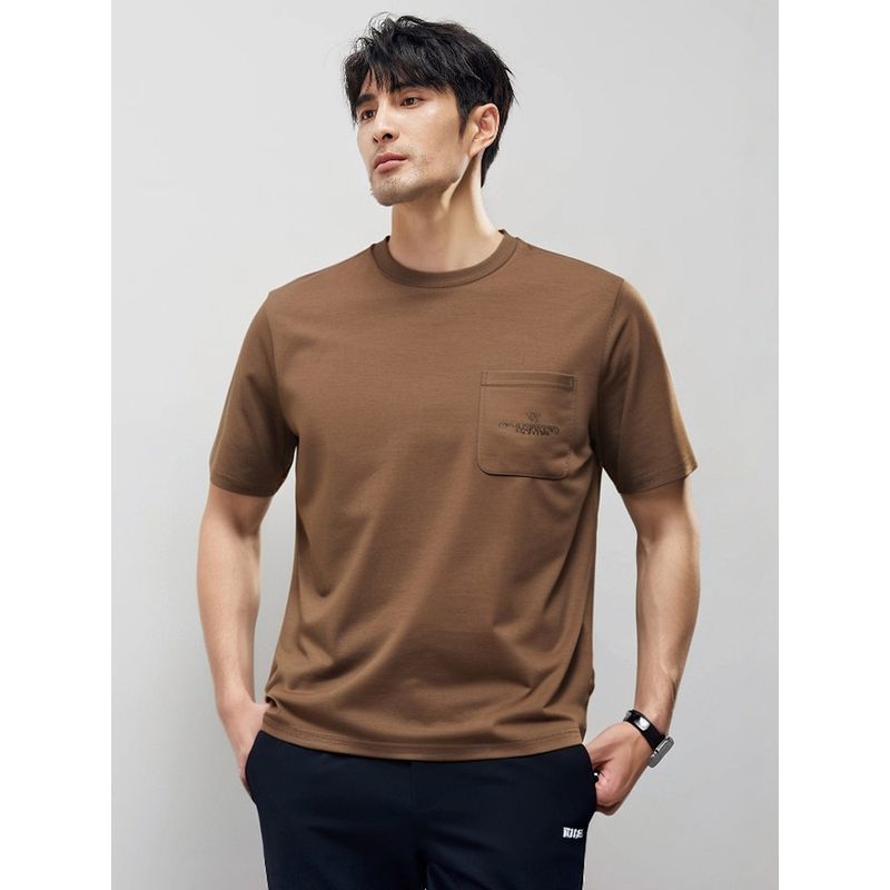 American Retro Casual Pocket Embroidery Short-Sleeve T-Shirt for Men, New Summer Style, Round Neck Undershirt, Foreign Trade Men's Clothing T-Shirt