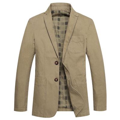 Men's Casual Water-Washed Cotton Suit Jacket - Spring/Autumn, Thin Fit 