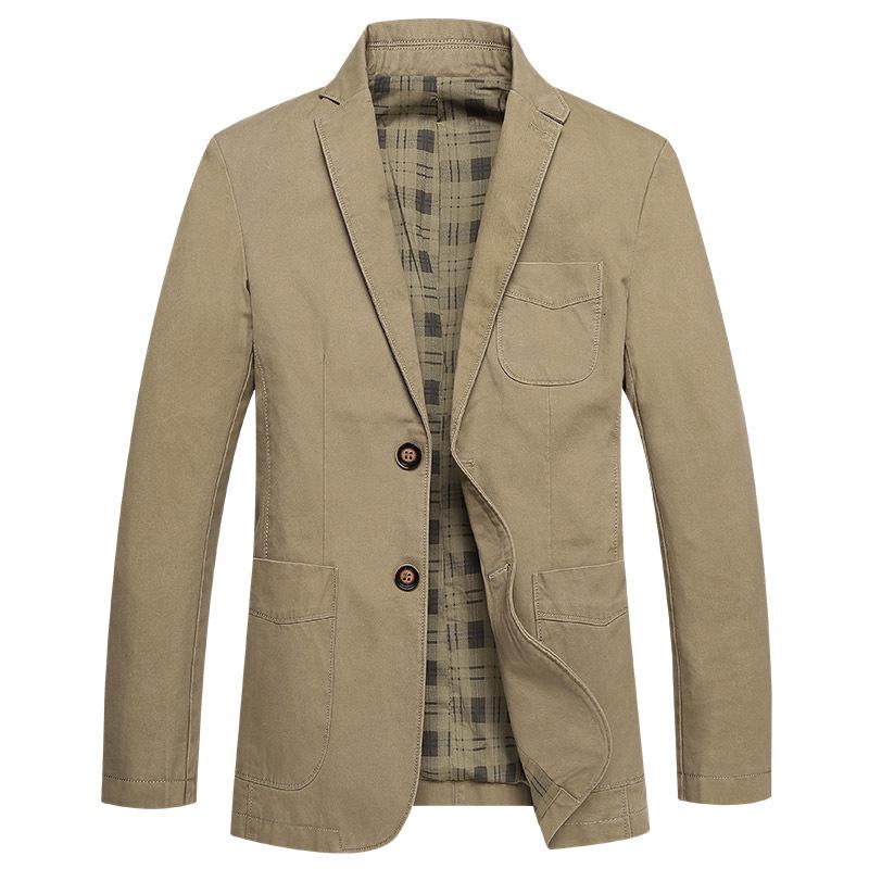 Men's Casual Water-Washed Cotton Suit Jacket - Spring/Autumn, Thin Fit