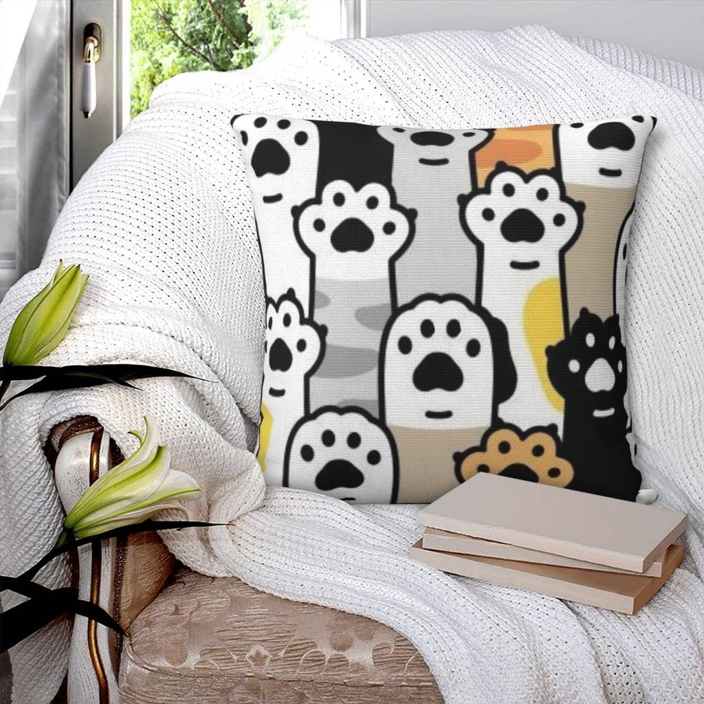 Cat Paw Lover Square Pillowcase Pillow Cover Polyester Cushion Zip Decorative Comfort Throw Pillow for Home Bedroom