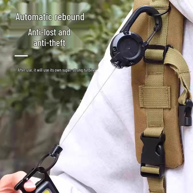 Retractable Tactical Easy-Pull Buckle Keychain with Steel Wire Rope