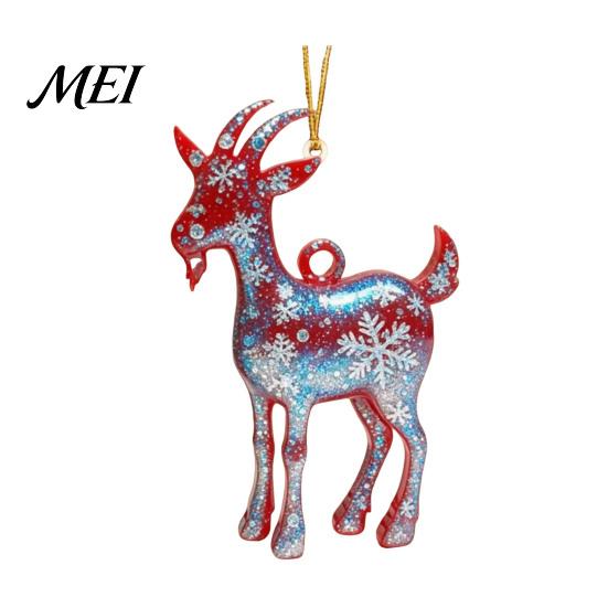Holiday Tree Ornaments 2D Acrylic Goat Christmas Ornament, Zodiac Hanging Pendant with Gold String, Year Festive Pendants of The Ornament 2027,