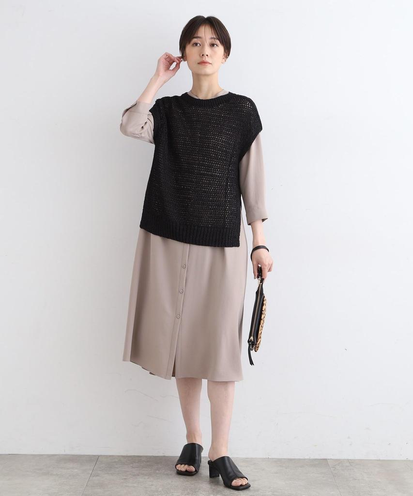 INDIVI Openwork Knit Vest 12719437 Black 05 Knit/Sweater [Washable/Paper Yarn] Women's (019) (XXS)