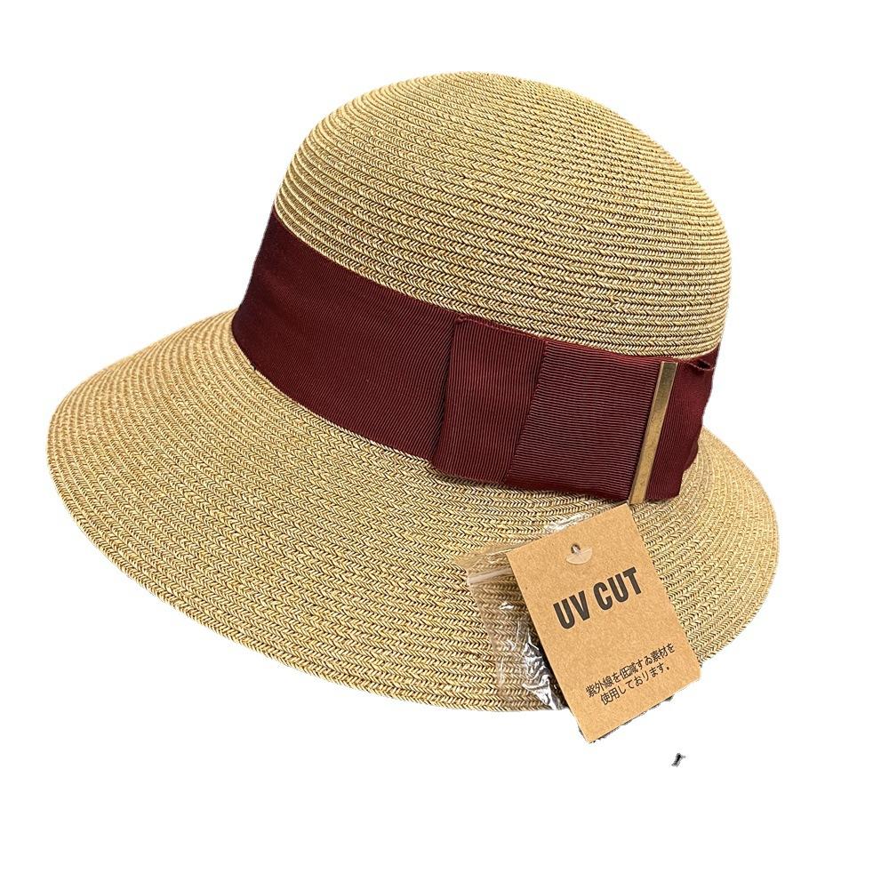 Straw Hat Children Spring and Summer Seaside Vacation Beach Hat Temperament Bucket Hat Casual Sunscreen Hat Travel Straw Weaving
