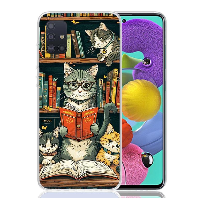 Read Books Illustration Reading Phone Case For Samsung Galaxy A52 A32 A22 A12 A02S A50S A30S A51 A31 AA71 Note 20 Ultra 10 S10 P