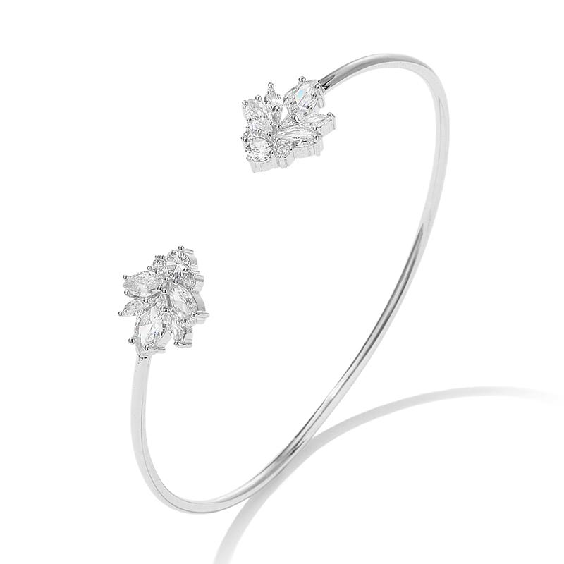 Luxury Geometry Gold Color Cuff Bangles For Women Fashion Cubic Zirconia Bracelets INS Party Everyday Jewlery.