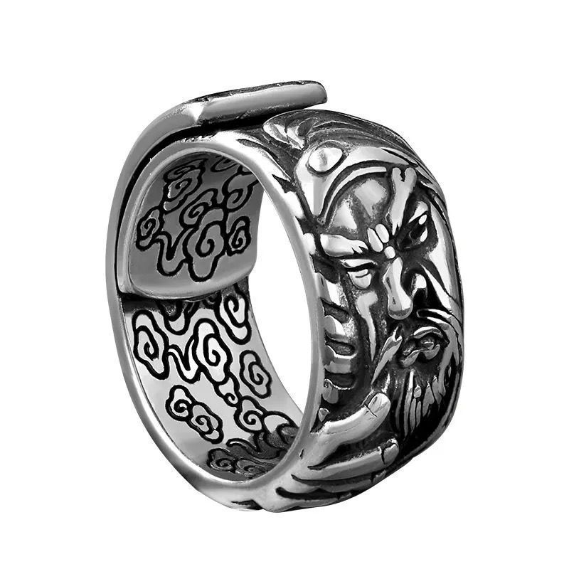Guan Gong Ring Men's Wu Caishen Domineering Trendy Men's Ring Live Mouth Adjustable