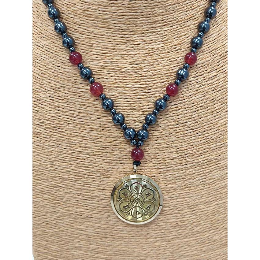 Six-Character Mantra Custom Germanium Stone Far-Infrared Necklace with Negative Ions