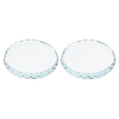 Healifty 2 Peças Porta-Copos de Vidro com Recortes Artesanais de Cristal, 8cm Transparente Base Redonda Decorativa para Exposição para Tampos de Mesa de Cozinha e Restaurante