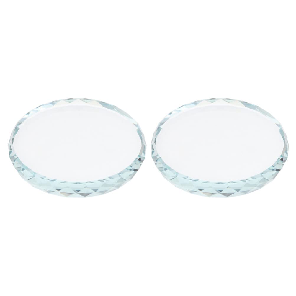 Healifty 2-Piece Glass Drink Coasters with Crystal Craft Cutouts, 8cm Clear Decorative Round Display Base for Kitchen and Restaurant Tabletops