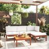 VidaXL Garden Lounge Set 5 Pieces with Cushions, Cream Acacia Wood and Rope 3057878