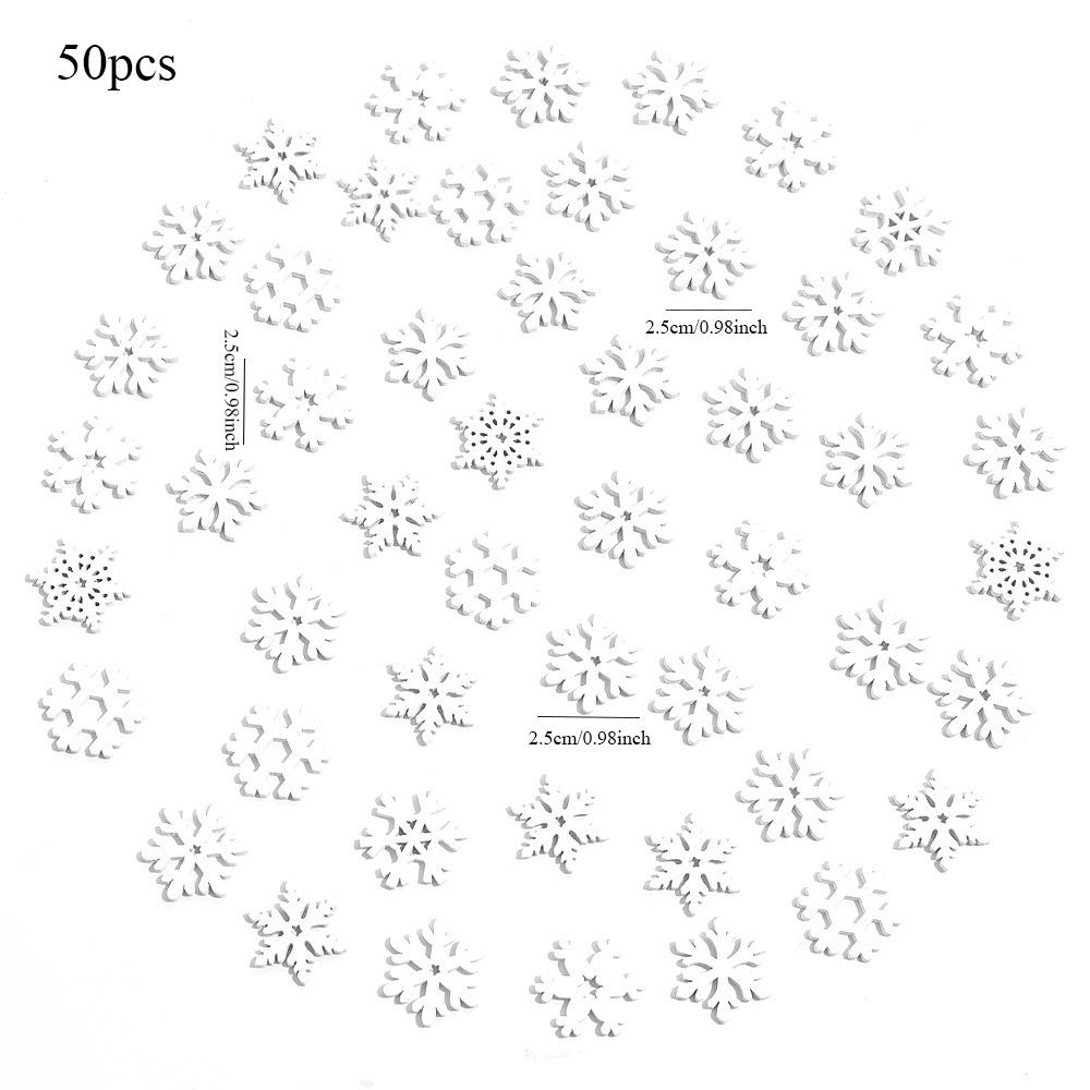 

50Pcs Wooden Snowflakes Christmas DIY Ornaments Home Room Decor Crafts and Xmas Tree Decoration Props